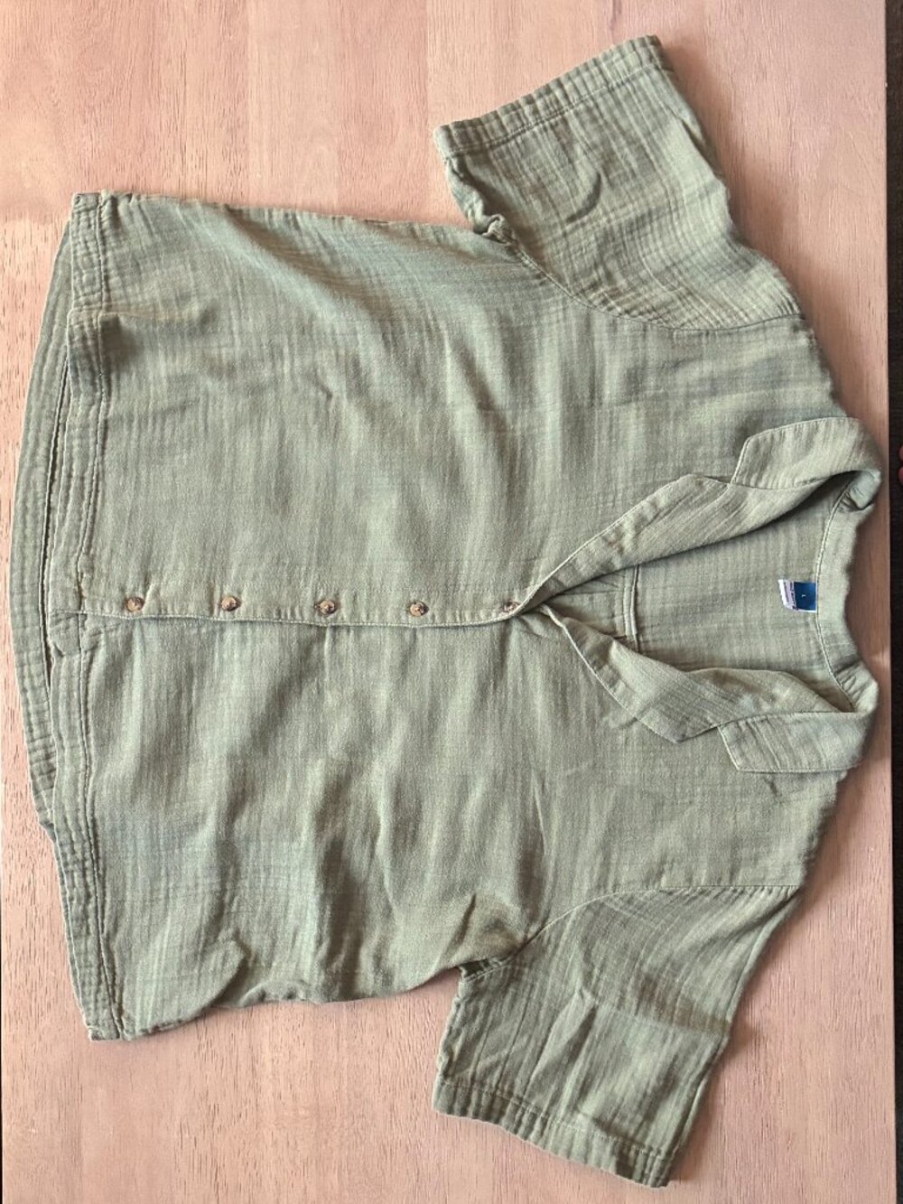 Old Navy Crinke Gauze Cotton Green Button Up Camp Shirt Large